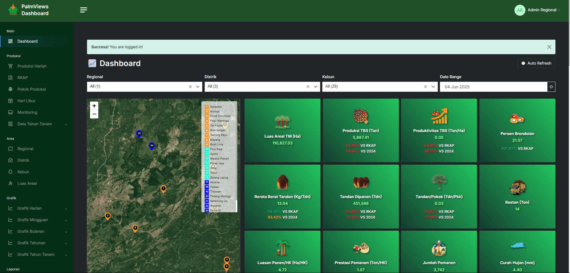 PalmViews: Daily Production Tracker - PT. Perkebunan Nusantara IV Regional II